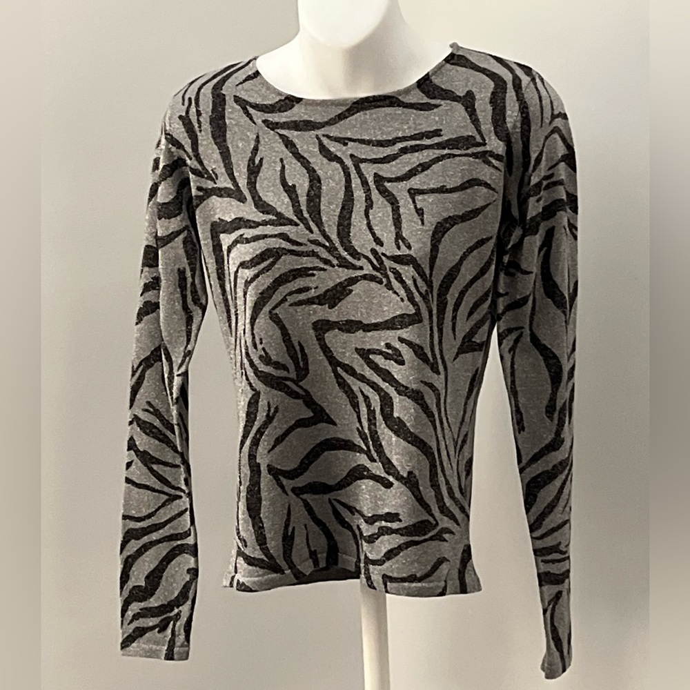 Nygard Collection Sparkly Silk Blend Zebra Print Top
